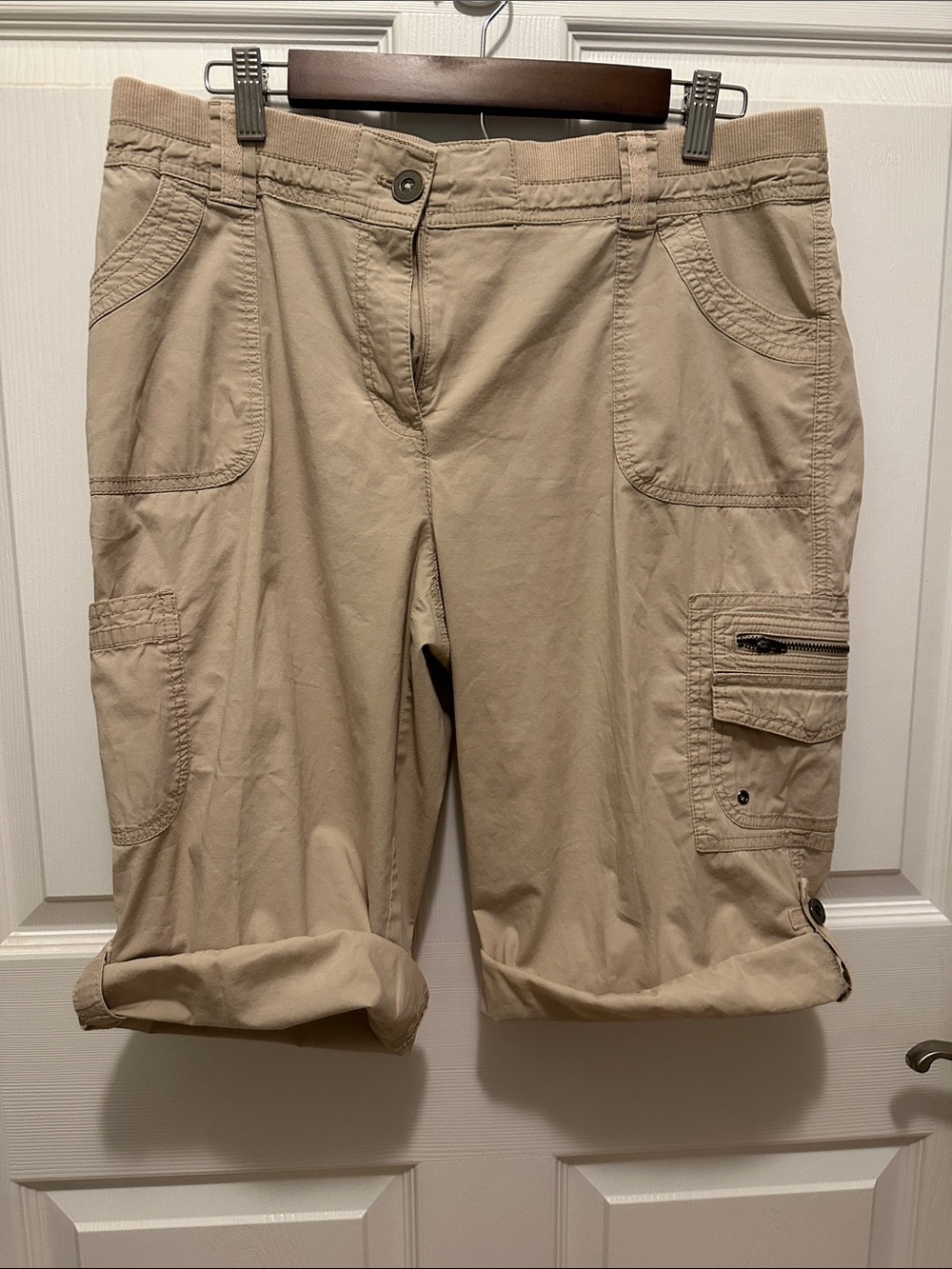 Chico's Tan Cargo Capris with Utility Pockets - Picture 2 of 5